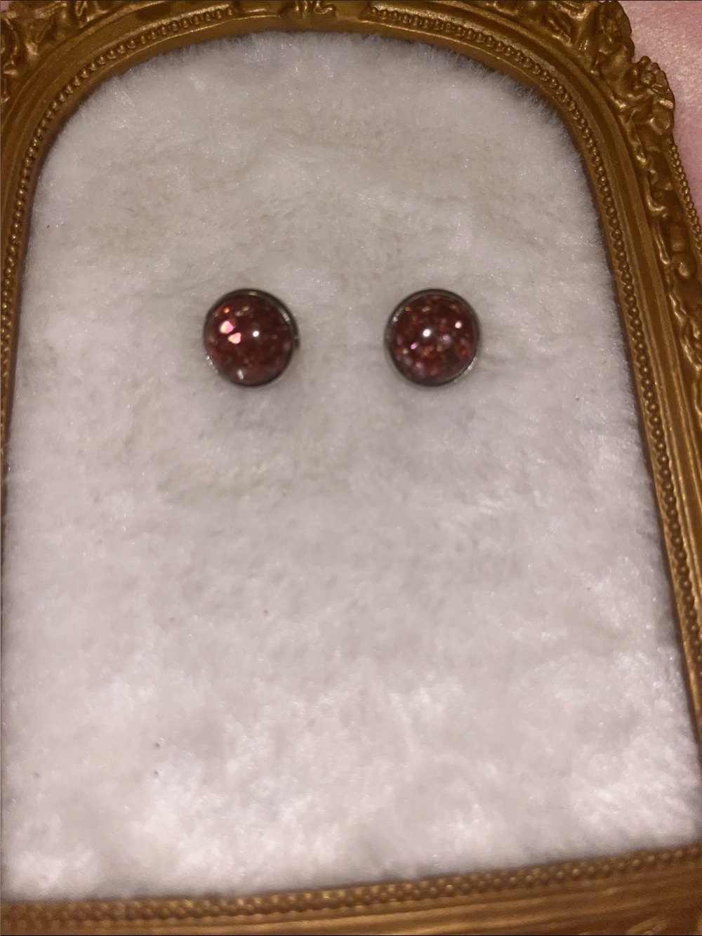 Sparkling Rose Gold Druzy Stud Earrings - Women Jewelry silver